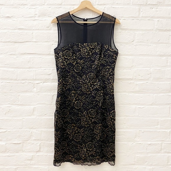 Diane von Furstenberg || Nisha Lace Mini Dress Black Gold 10 - Picture 1 of 11